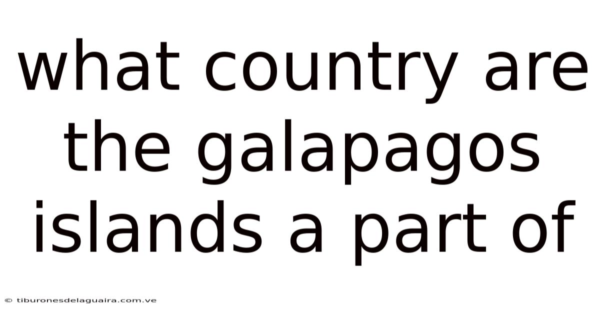 What Country Are The Galapagos Islands A Part Of