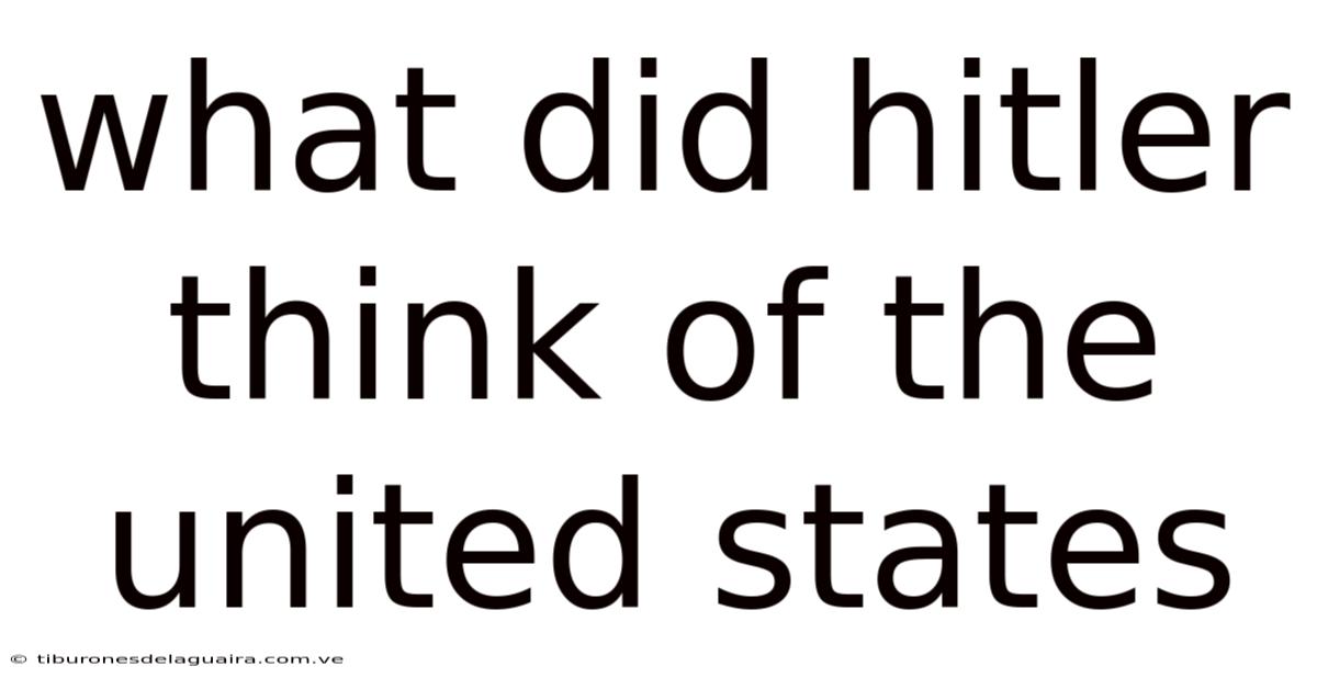What Did Hitler Think Of The United States