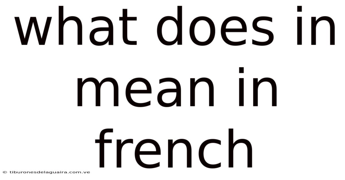 What Does In Mean In French