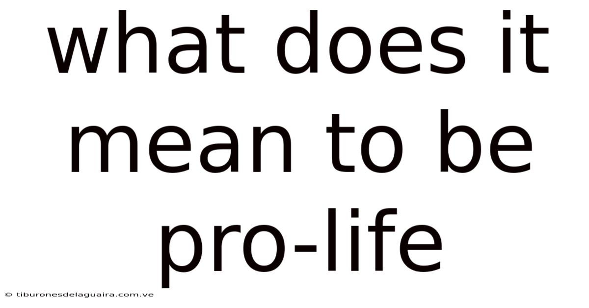 What Does It Mean To Be Pro-life