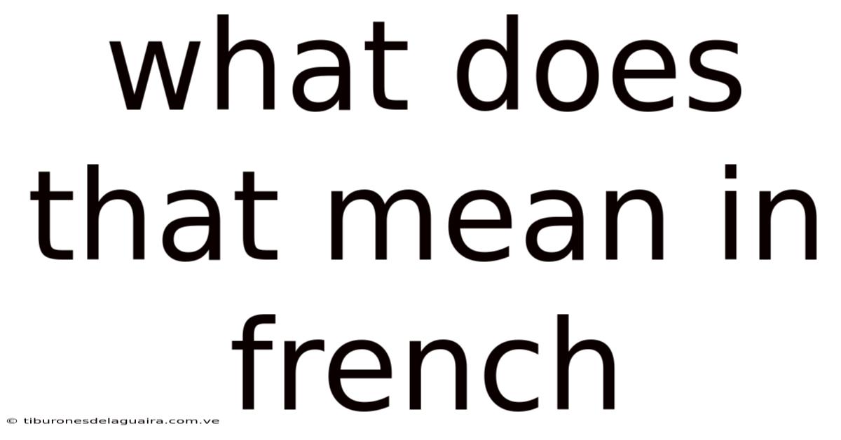 What Does That Mean In French
