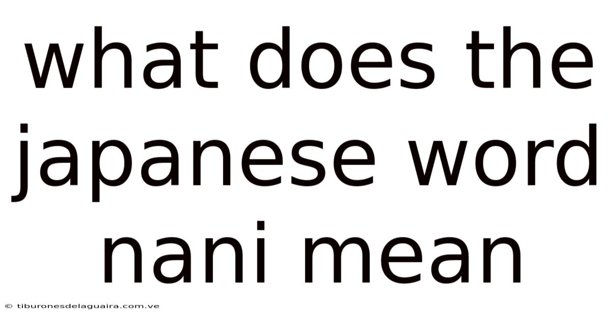 What Does The Japanese Word Nani Mean