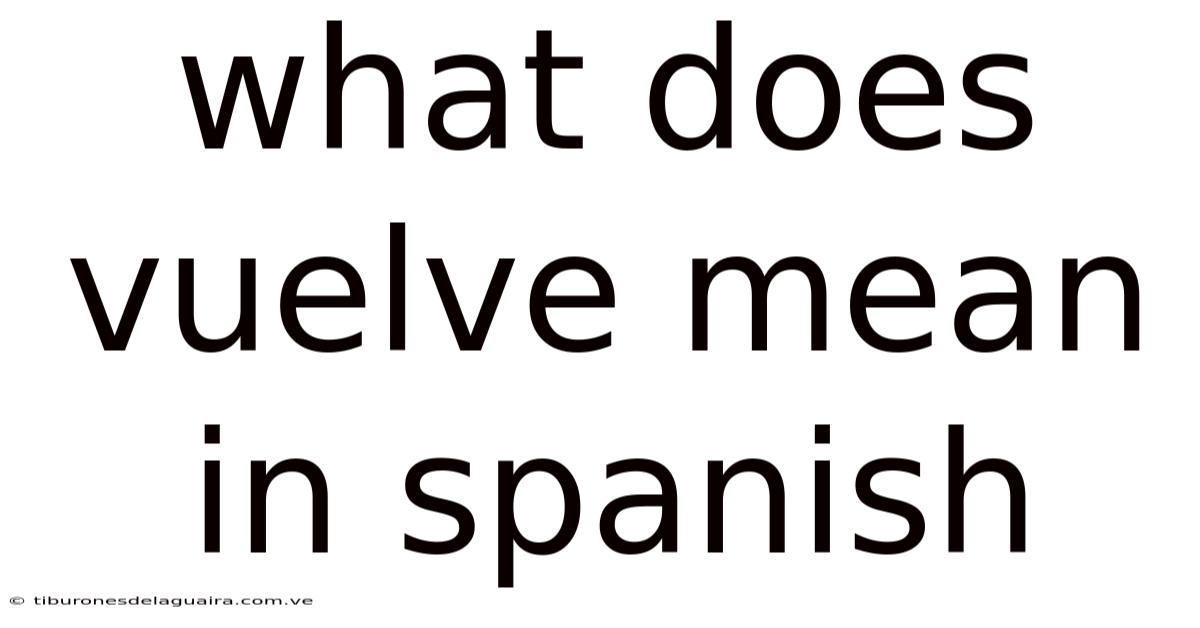 What Does Vuelve Mean In Spanish