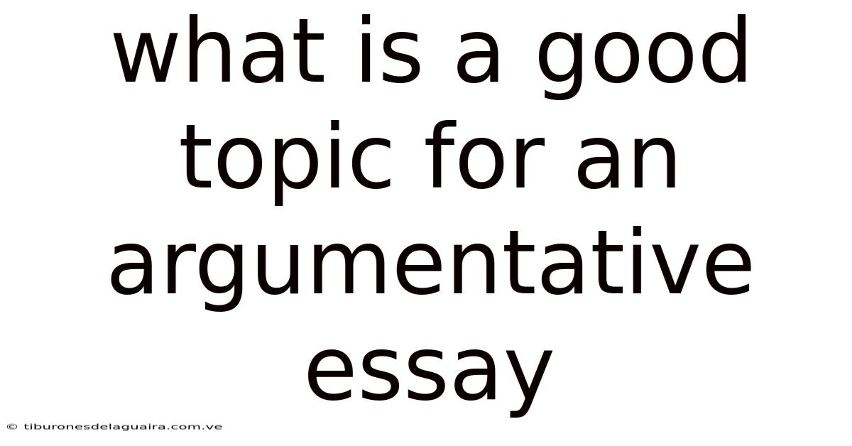 What Is A Good Topic For An Argumentative Essay