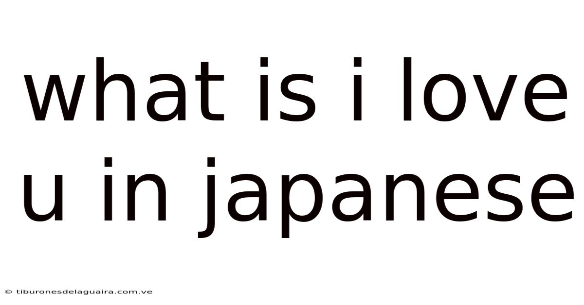 What Is I Love U In Japanese