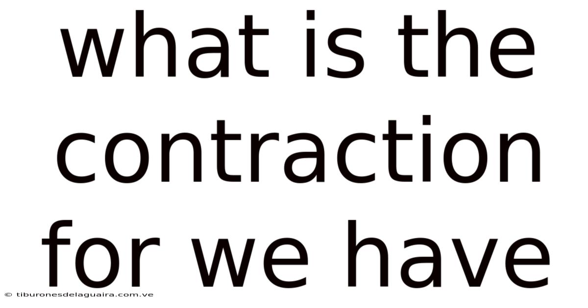 What Is The Contraction For We Have