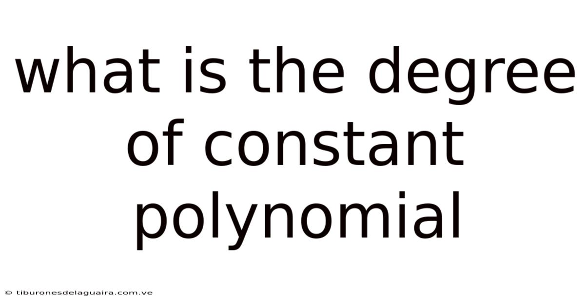What Is The Degree Of Constant Polynomial