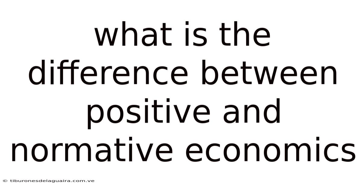 What Is The Difference Between Positive And Normative Economics