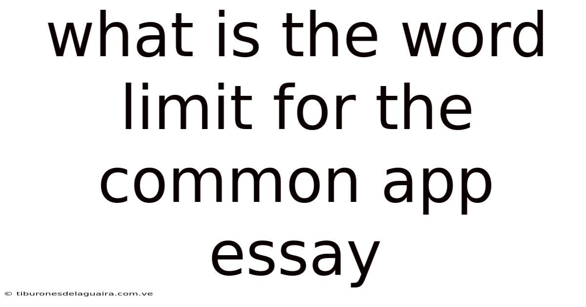 What Is The Word Limit For The Common App Essay