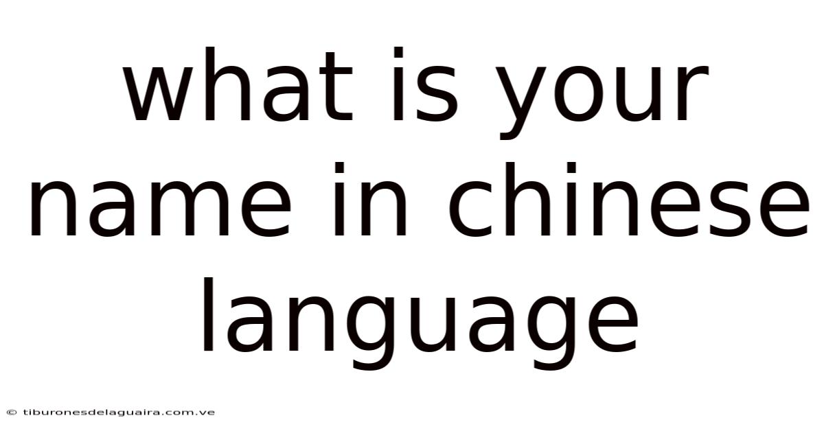 What Is Your Name In Chinese Language