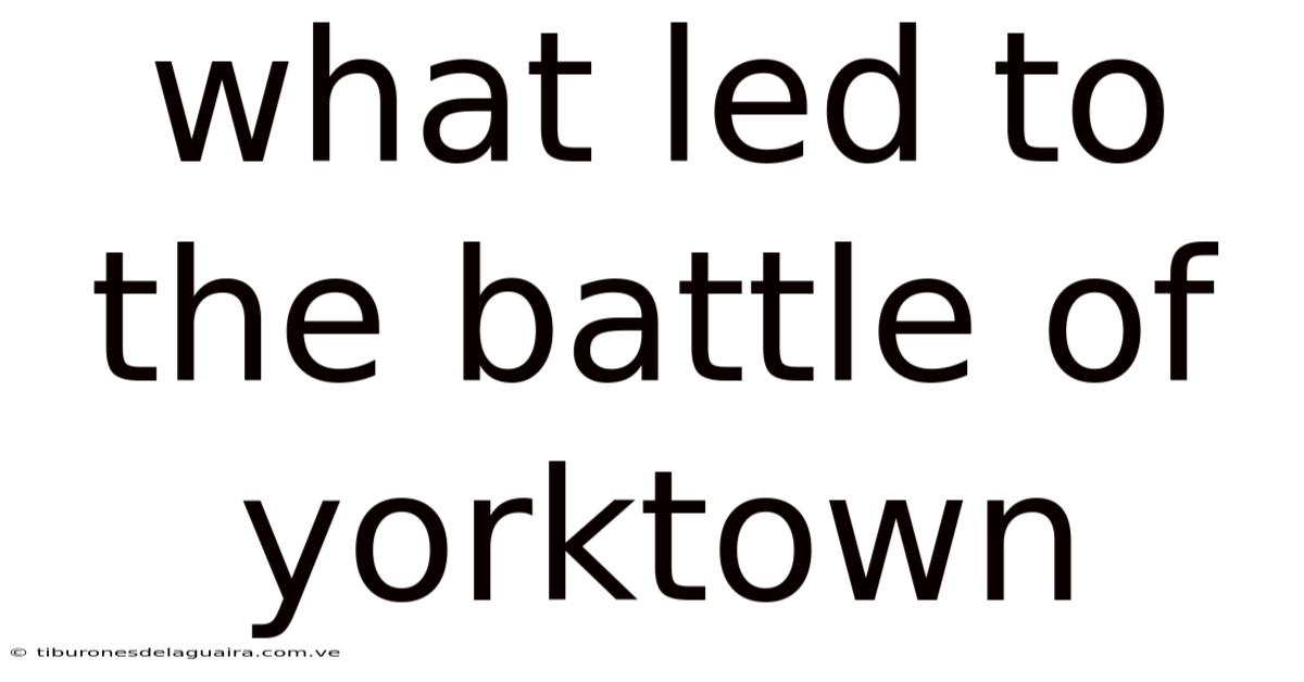 What Led To The Battle Of Yorktown