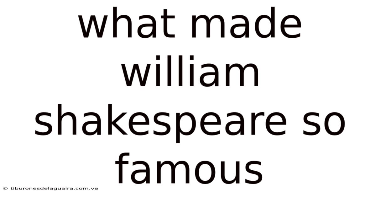 What Made William Shakespeare So Famous