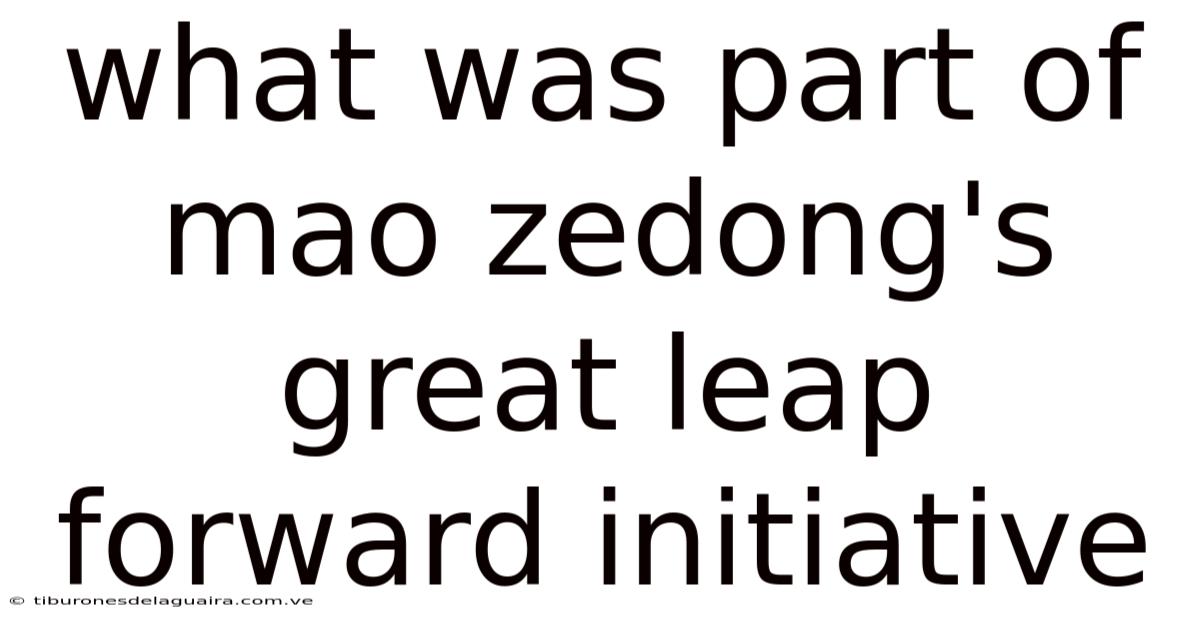 What Was Part Of Mao Zedong's Great Leap Forward Initiative