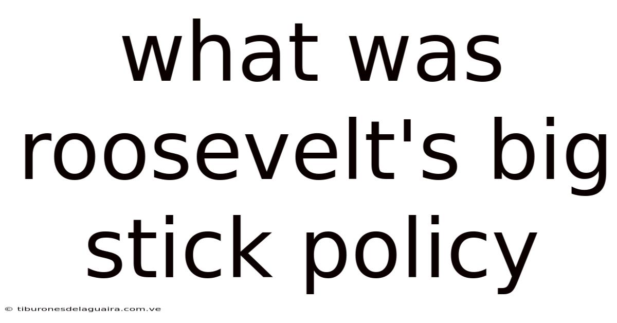 What Was Roosevelt's Big Stick Policy