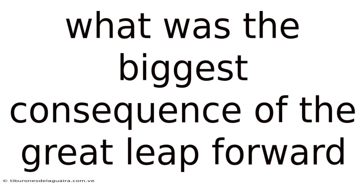 What Was The Biggest Consequence Of The Great Leap Forward