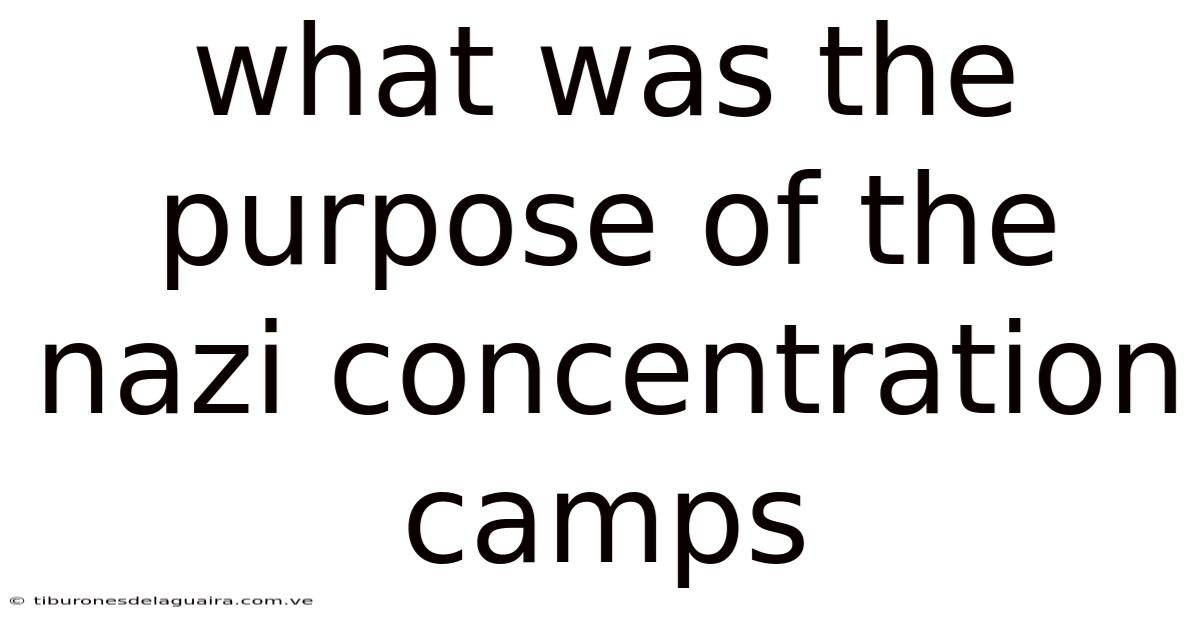 What Was The Purpose Of The Nazi Concentration Camps
