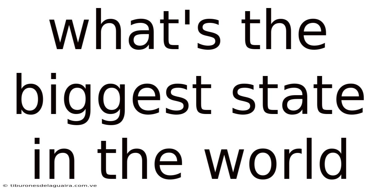 What's The Biggest State In The World