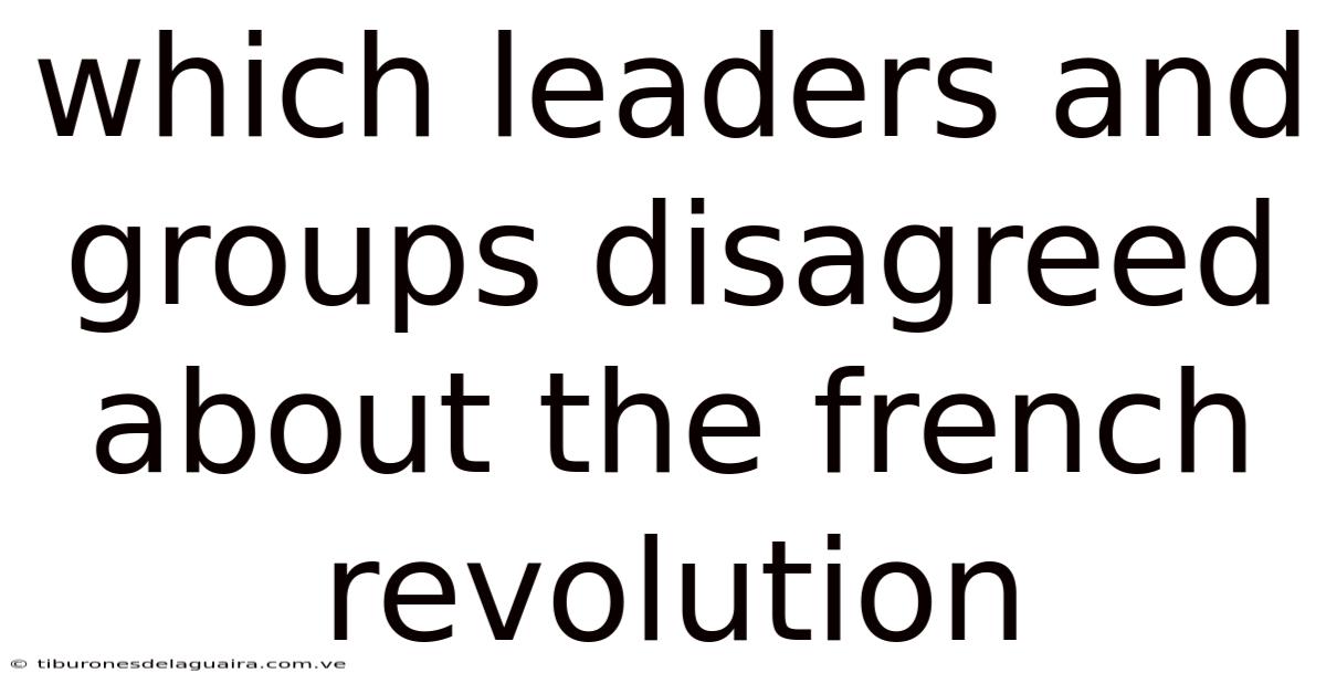 Which Leaders And Groups Disagreed About The French Revolution