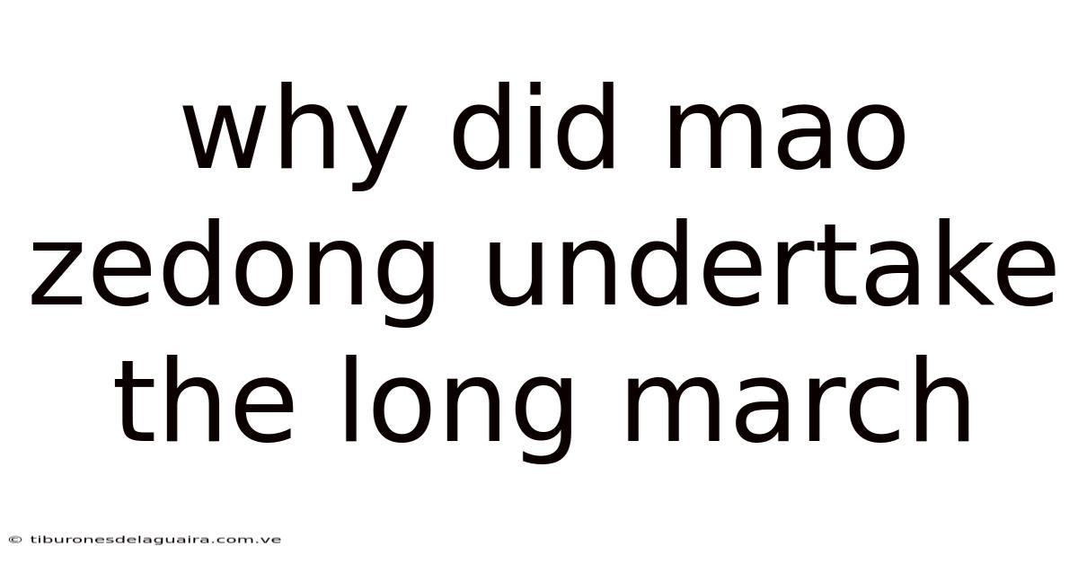 Why Did Mao Zedong Undertake The Long March