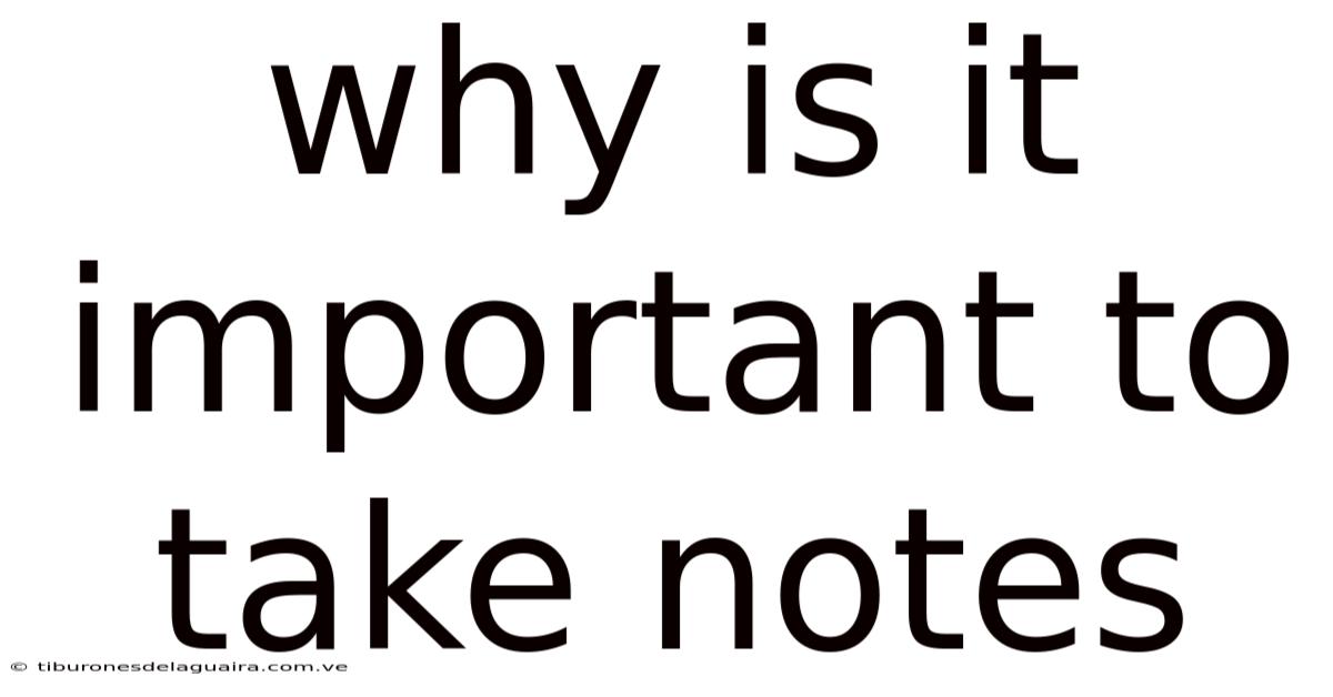 Why Is It Important To Take Notes