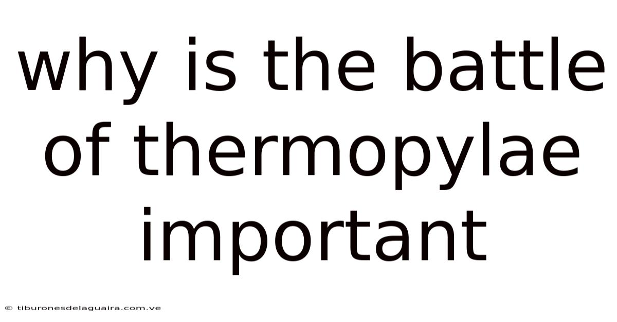Why Is The Battle Of Thermopylae Important